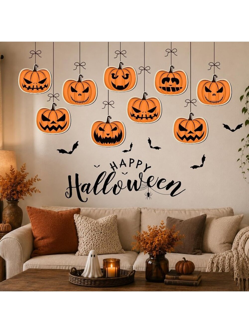 Halloween Wall Decals Pumpkin Stickers for Party Decor Spooky Jack O Lantern